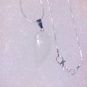 Boho Quartz Crystal Angel Wing Sterling Silver 24” Necklace